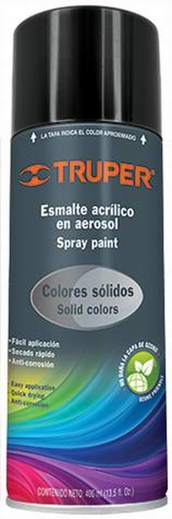 Pintura en aerosol, negro brillante, bote esbelto, 400 ml PA-NB, 19031
