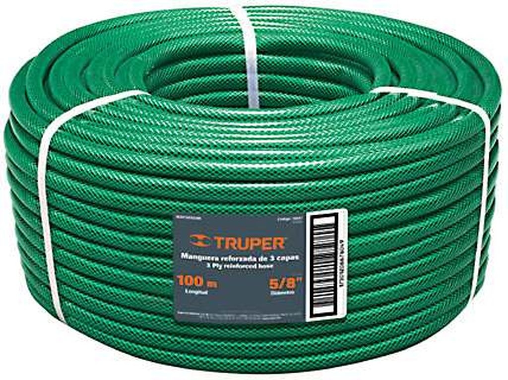 Metro de manguera 5/8' 3 capas en rollo de 100 m, Truper MAN-5/8R, 19858