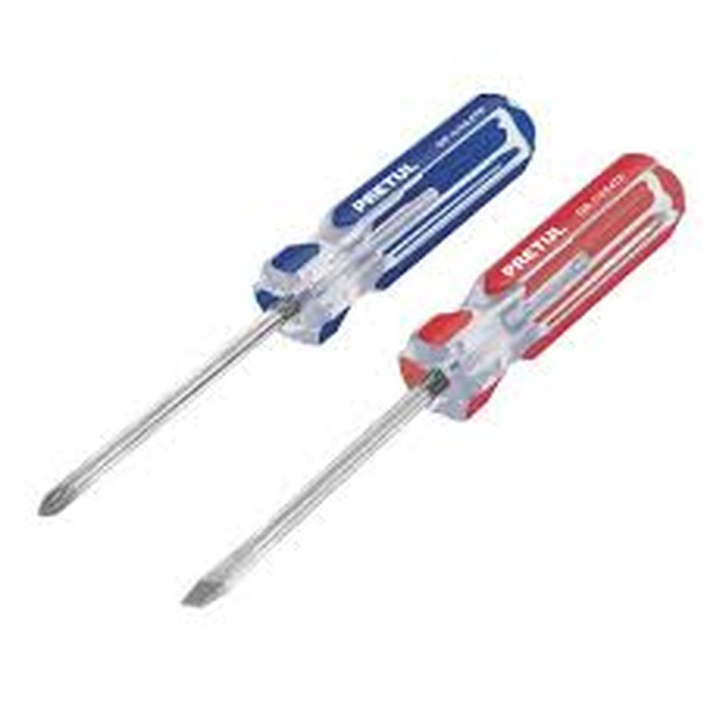 Dúo de desarmadores 1/4 x 4' mango de PVC, Pretul DUO-1/4X4TP, 20210