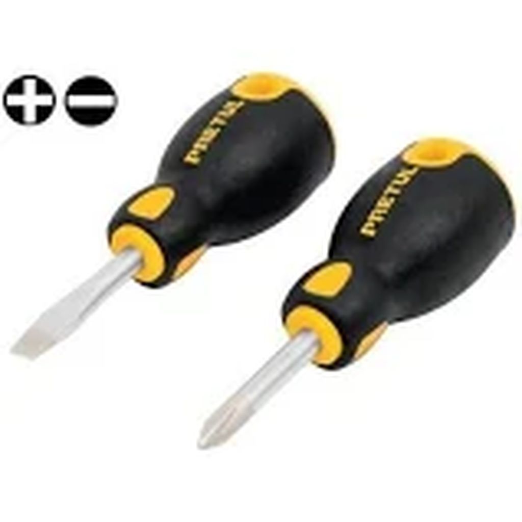 Dúo de desarmadores 1/4' x 1-1/2' mango Comfort Grip, Pretul JDT-2BP, 20217