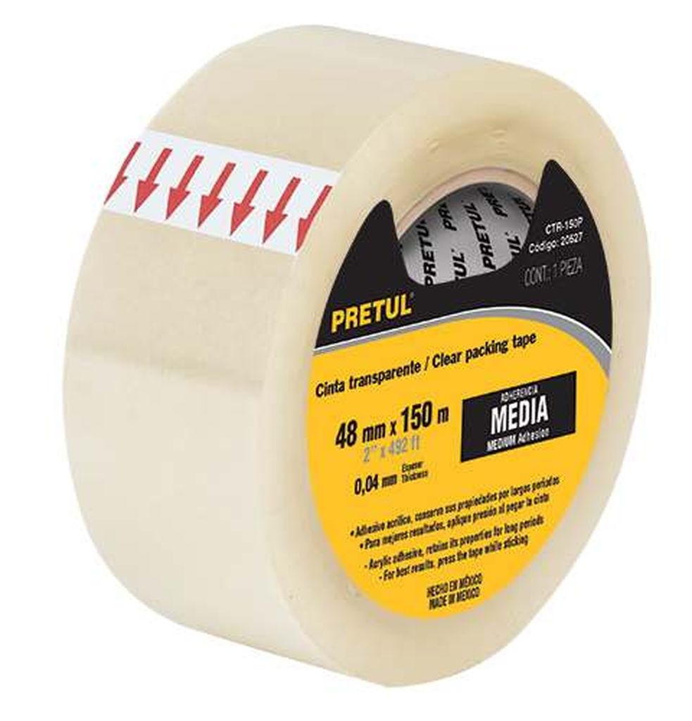 Cinta de empaque 48 mm x 150 m transparente, Pretul CTR-150P, 20527