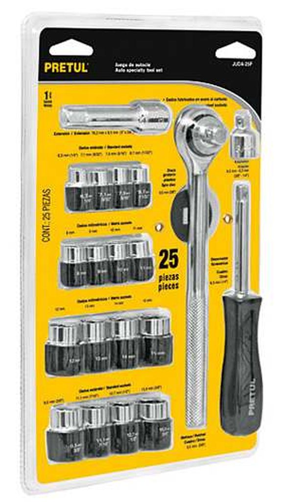 Juego de 21 herramientas 1/4' y 3/8' para mecánico, Pretul JUDA-25P, 21162
