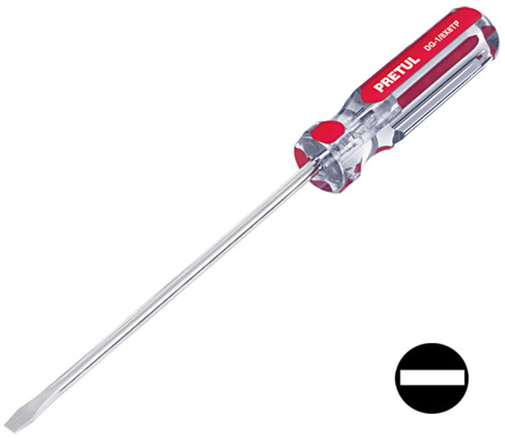 Desarmador cabinet 1/8 x 8' mango de PVC, Pretul DG-1/8X8TP, 21466