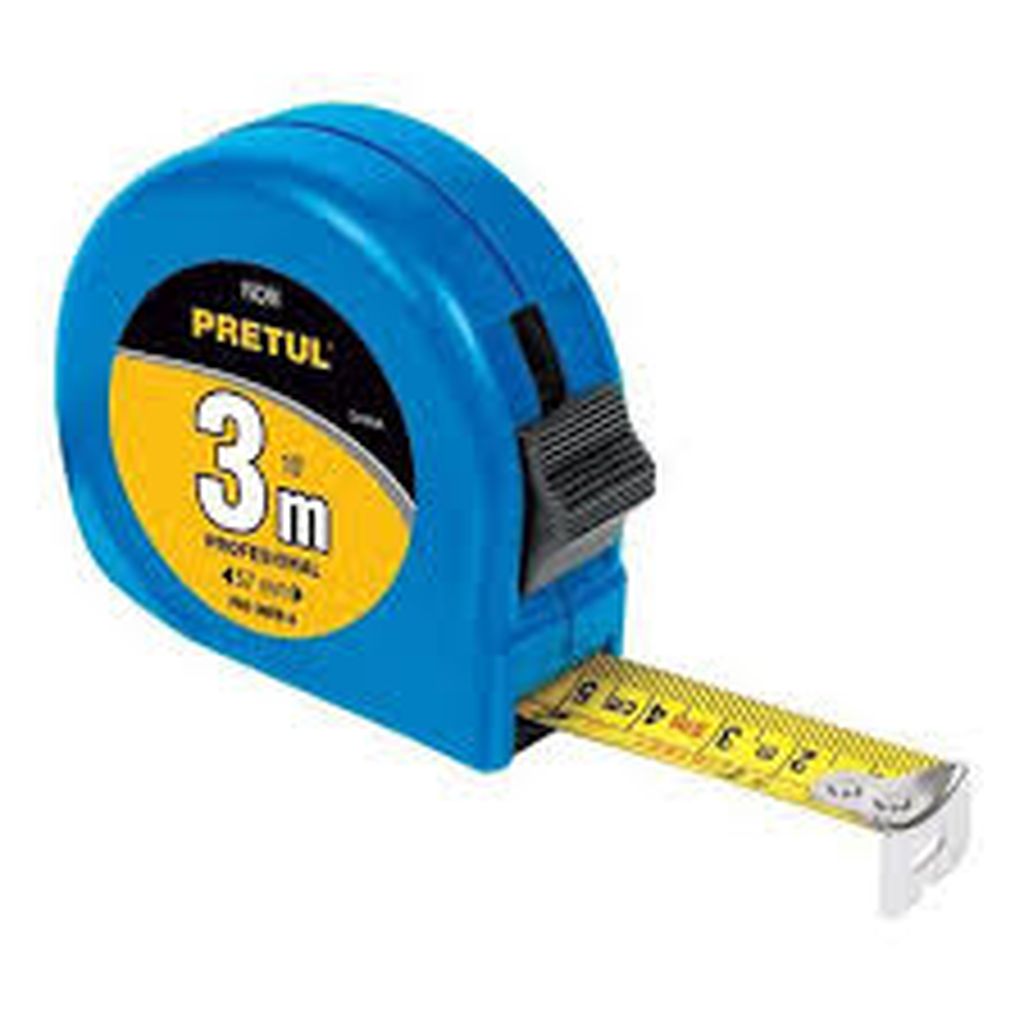 Flexómetro azul 3 m cinta 13 mm, en tarjeta, Pretul PRO-3MEB-A, 21609