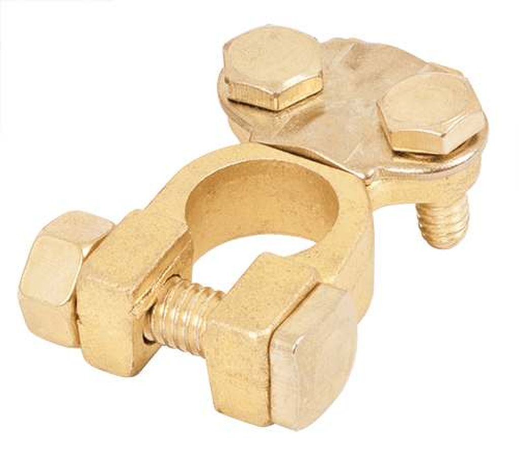 Blíster 2 terminales latón poste superior p/batería, Pretul TEBA-3, 23042