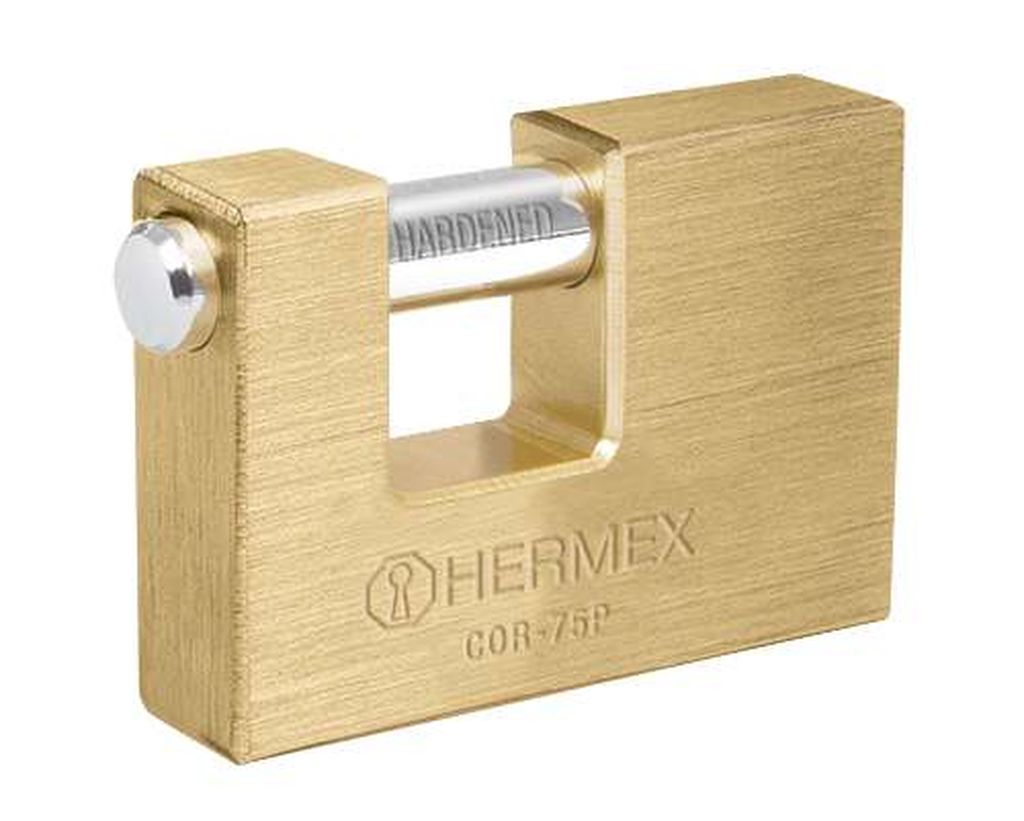 Candado antipalanca 75 mm cuerpo de latón, Hermex Basic COR-75P, 23512