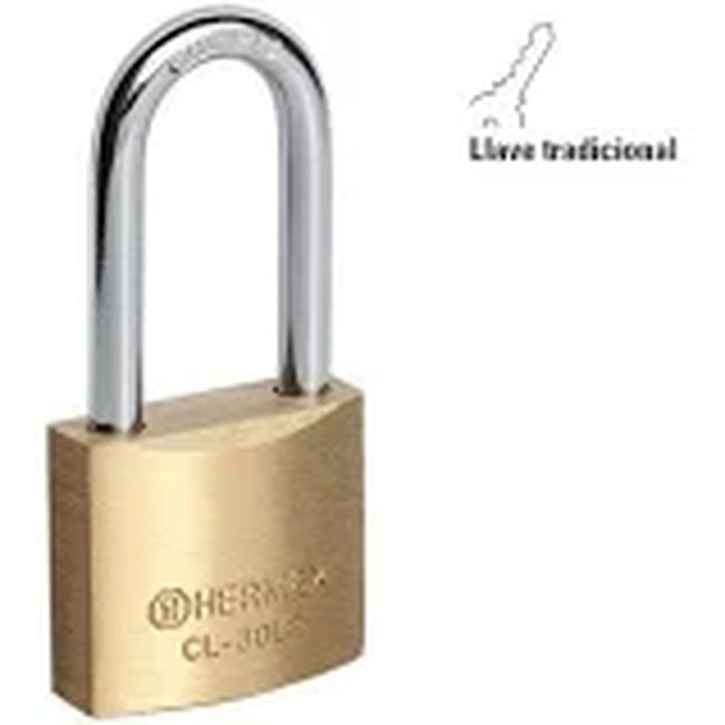 Candado de latón 40 mm gancho largo en blíster, Hermex Basic CL-40LP, 23517