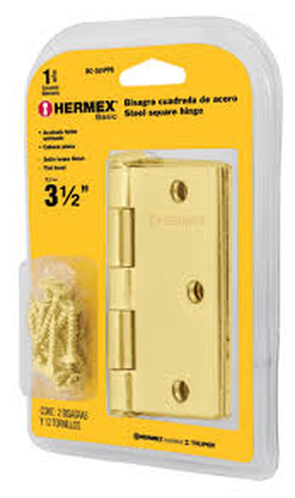 Bolsa con 2 bisagras cuadradas 3-1/2', acero latonado, Basic BC-351PPB, 23698