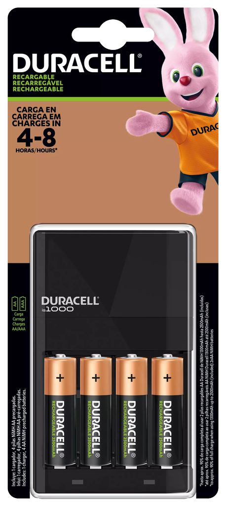 CARGADOR DE PILAS RECARGABLES AA/AAA DURACELLCON 4 PILAS RECARGABLES, DURACELL