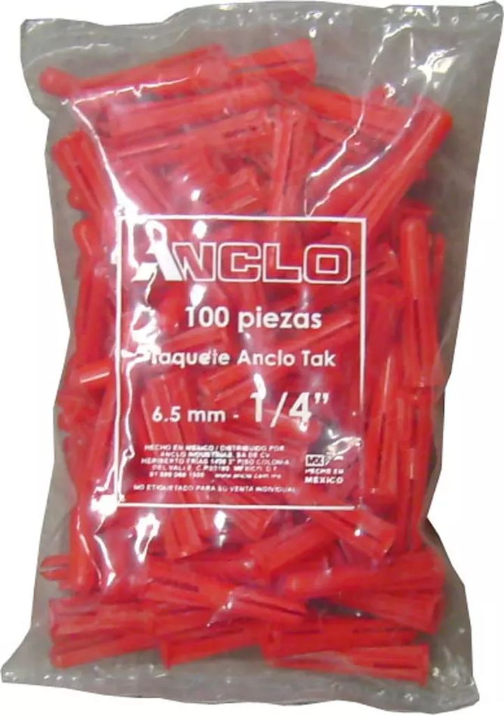 TAQUETE LIGERO DE 1/4" X 1.3/8" ANCLO TAK (100 PZAS.), ANCLO