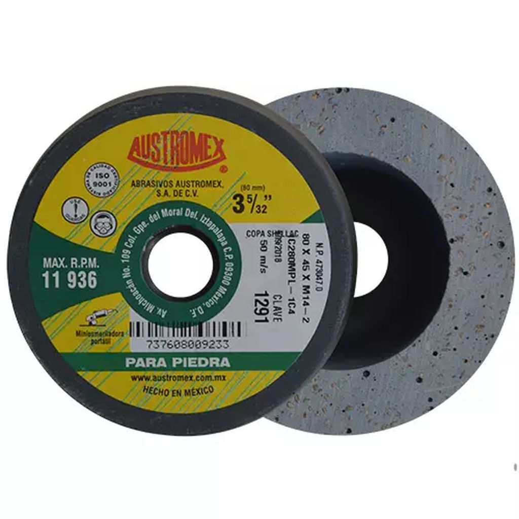 COPA ABRASIVA 3 5/32 X1 3/4"XM14-2 11 SHELLAC VERDE (USO EN MARM-GRAN) (1C4BSH), AUSTROMEX