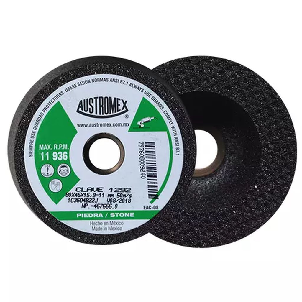 COPA ABRASIVA 3-5/32"X1-3/4"X5/8-11 GRANO 36 (USO EN PIED-CONC-LADR-MARM-GRAN) CHIP-CUT, AUSTROMEX