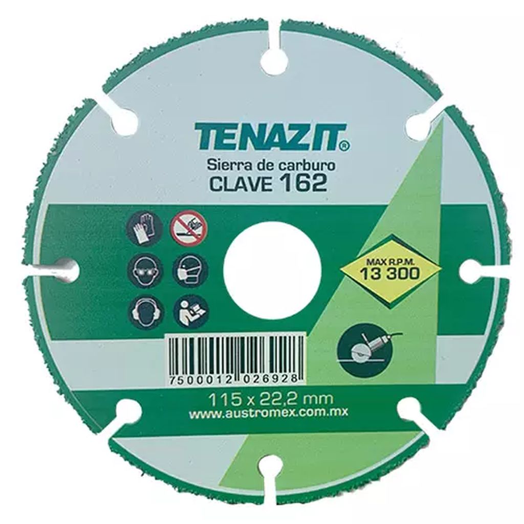 SIERRA CIRCULAR 4.1/2"X7/8" CON C. DE TUNGST RIN SEGMENTADO P/ MADERA, TENAZIT