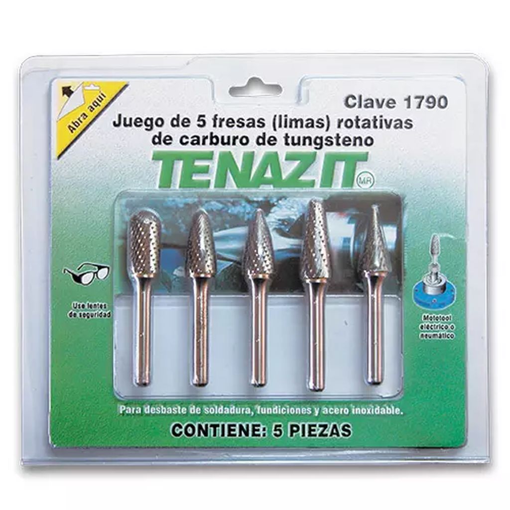 JUEGO DE LIMAS ROTATIVAS D/C SC-5, SF-5,SG-5, SL-4-SM-5 (5 PZAS) C/TUNGSTENO, TENAZIT