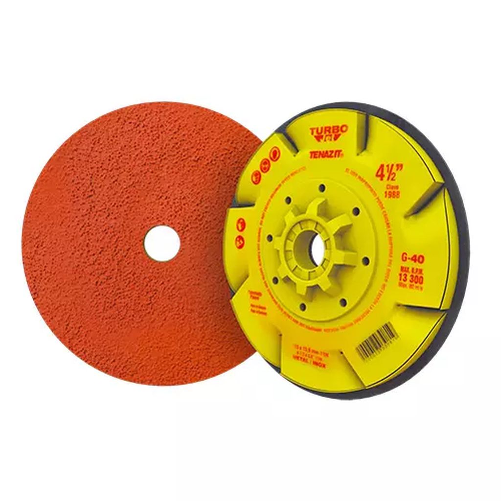 DISCO DE FIBRA 4.1/2" X 5/8"-11 GRANO 040 RESPALDO DE ABS (TURBO JET), TENAZIT