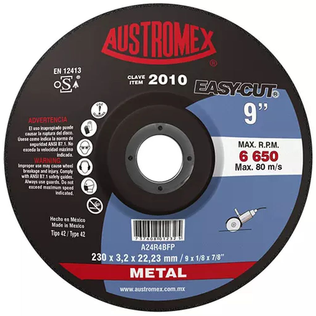 DISCO T-27 9"X1/8"X7/8" PARA CORTE DE METAL (EASY-CUT), AUSTROMEX