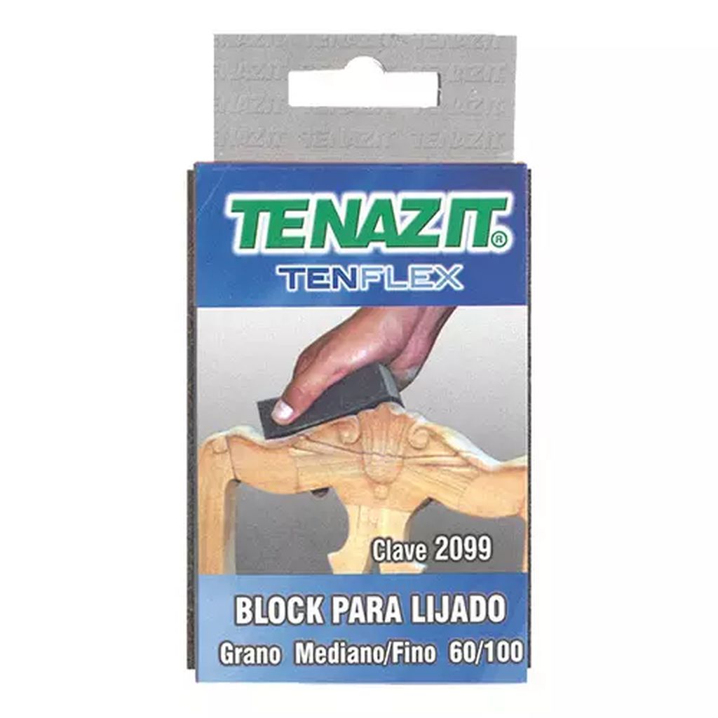 LIJA ESPONJA BLOCK 4 LADOS G060 / G100 2.3/4"X4"X1" (69MMX101MMX25MM) MAD-MET-LAC-PINT-NO FERR-PLAST, TENAZIT