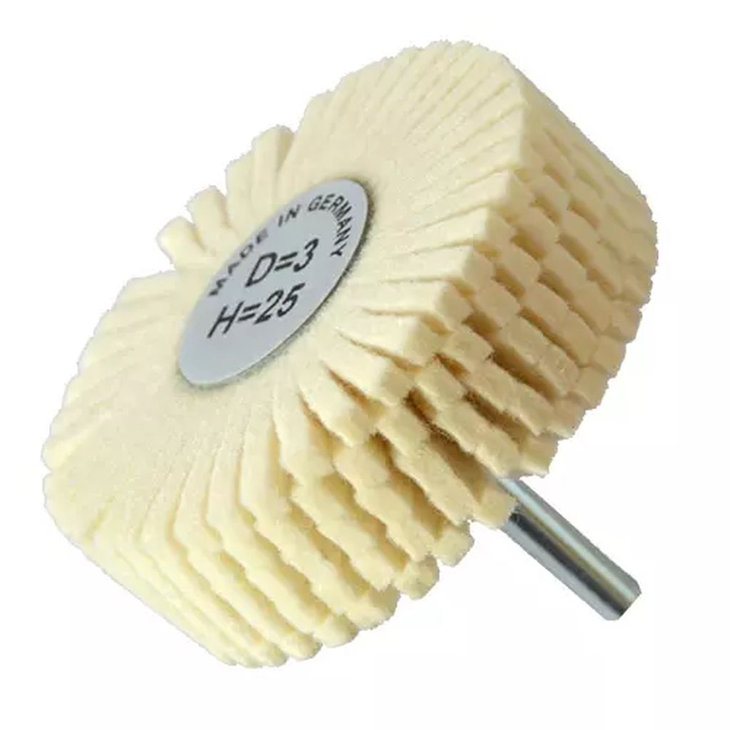 RUEDA FLAP DE FELPA DE LANA 3"X1"X1/4" C/VASTAGO, TENAZIT