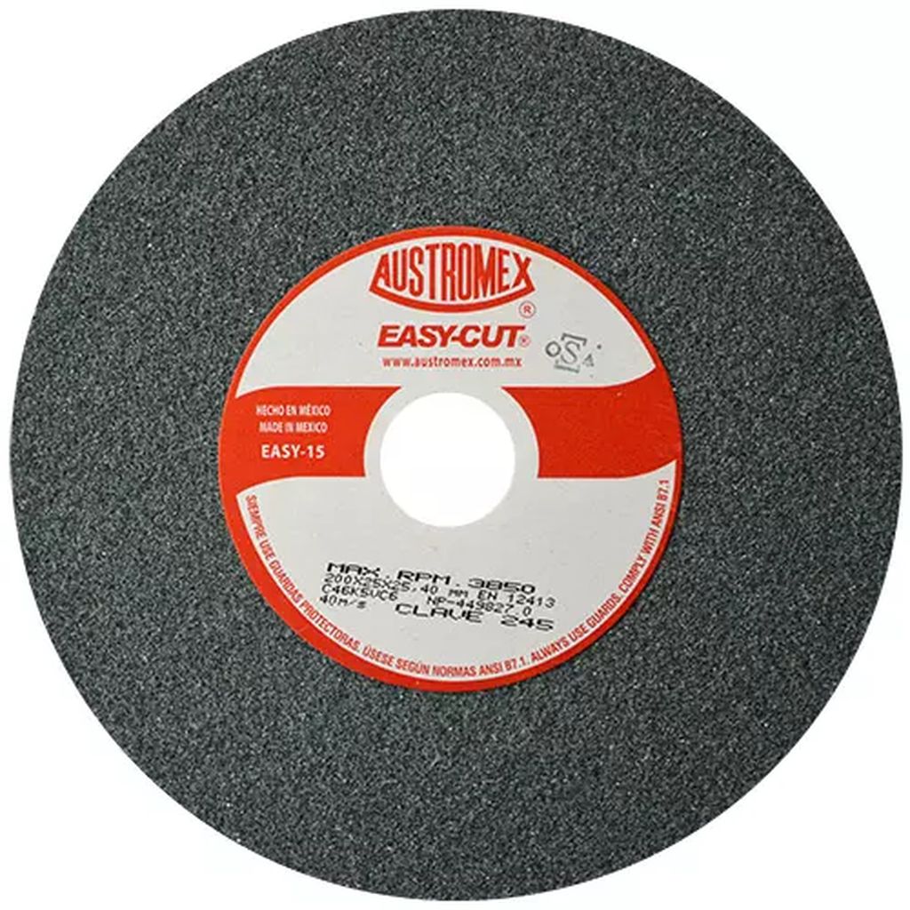 PIEDRA ABRASIVA T-1 8"X1"X1"G46 VERDE BURDO ESMERILAR-RECTIFICAR-AFILAR C.TUNGS, AUSTROMEX