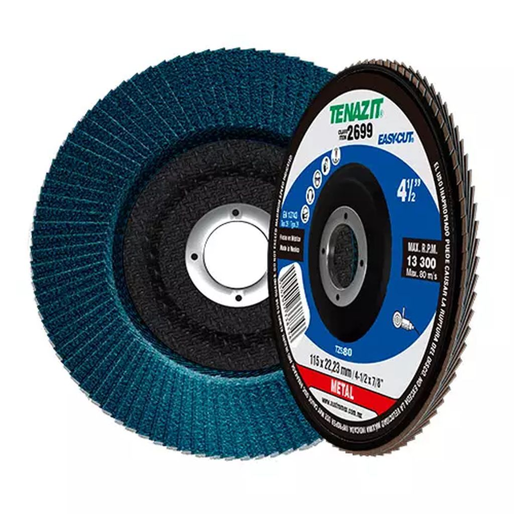 DISCO LAMINADO 4.1/2"X7/8" G080 PARA DESBASTE DE ACERO INOXIDABLE RESPALDO POLI-ALGODON (EASY CUT), TENAZIT