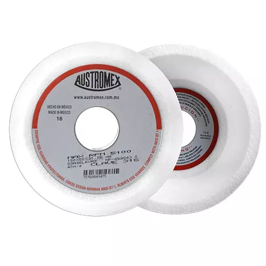 COPA ABRASIVA 6"X2"X1.1/4" GRANO 46 BLANCA (USO EN ACERO AL CARBON) USO GENERAL, AUSTROMEX