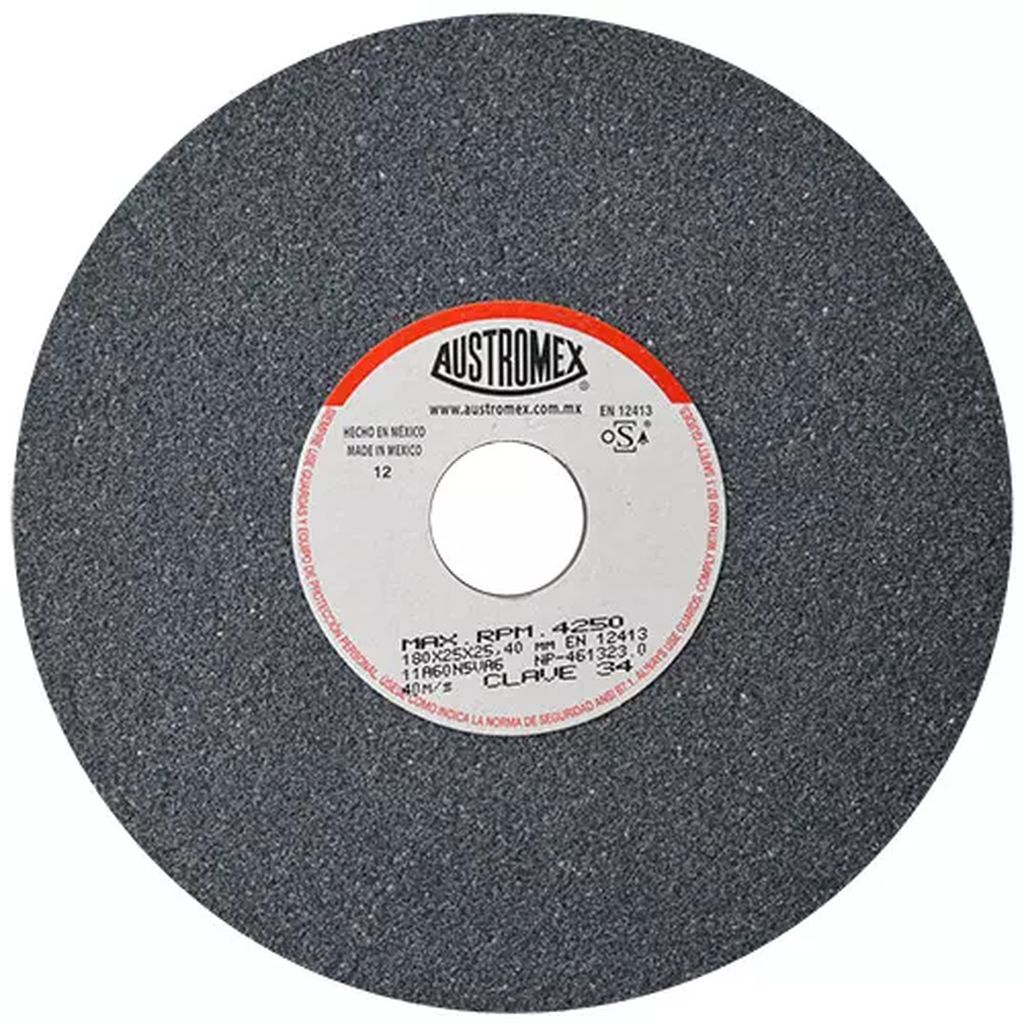 PIEDRA ABRASIVA T-1 7"X1"X1" G60 GRIS MEDIO USO GRAL-METAL-ESMERILAR-AFILAR-H.FORJ, AUSTROMEX