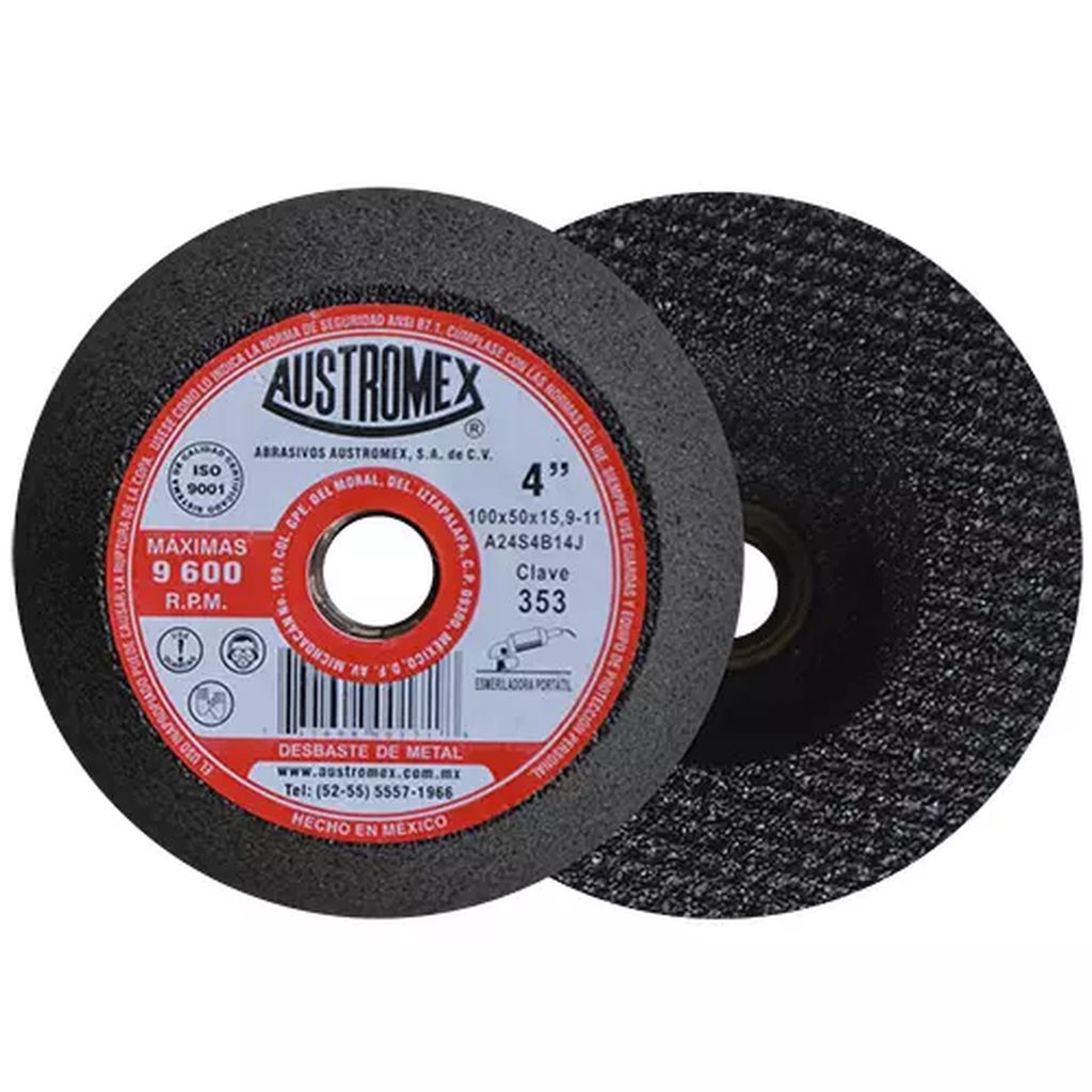 COPA ABRASIVA 4"X2"X5/8-11 GRANO 24 (USO EN PIED-CONC-LADR-MARM-GRAN), AUSTROMEX