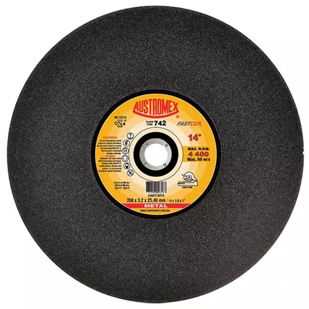 DISCO PARA CORTE DE METAL 14"X7/64"X1" SOLIDOS (ALTO RENDIMIENTO), AUSTROMEX