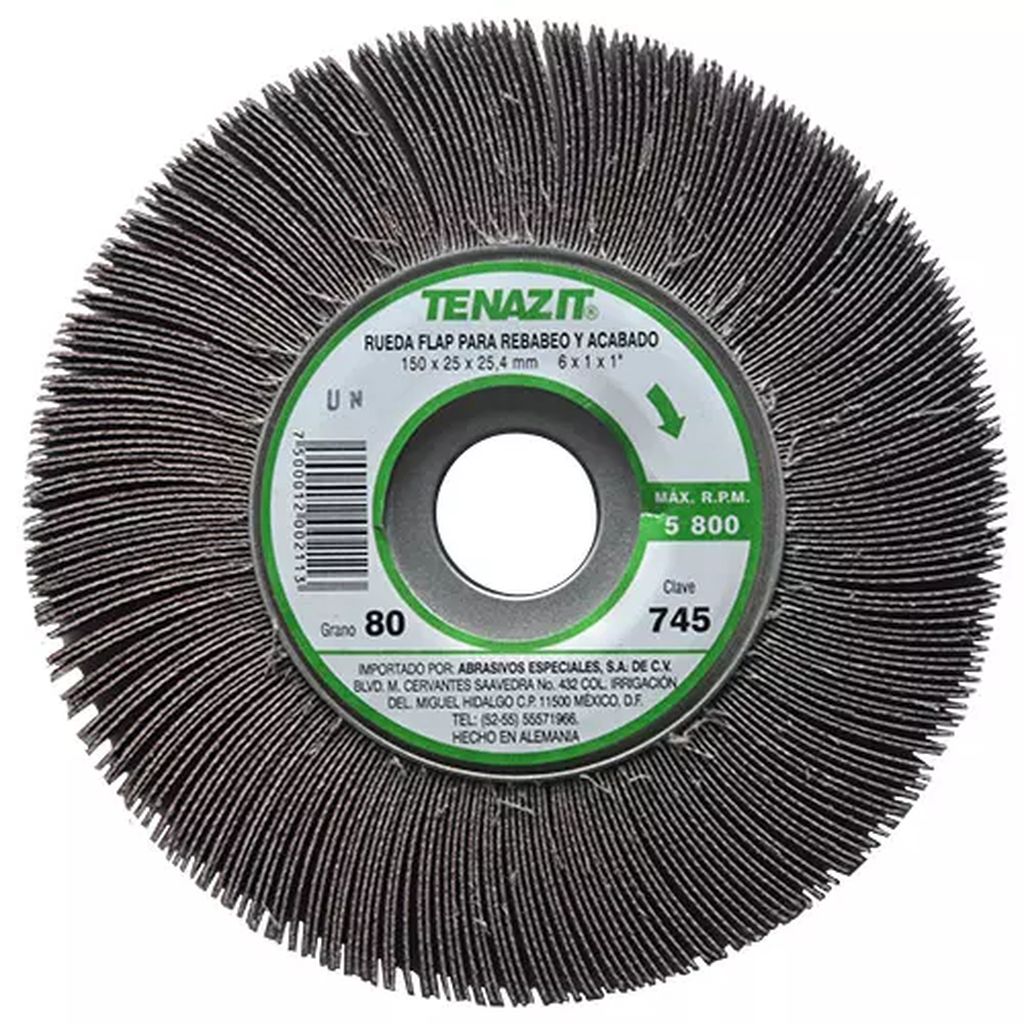 RUEDA FLAP 6"X1"X1" G80 C/CENTRO METALICO (ALTO RENDIMIENTO), TENAZIT