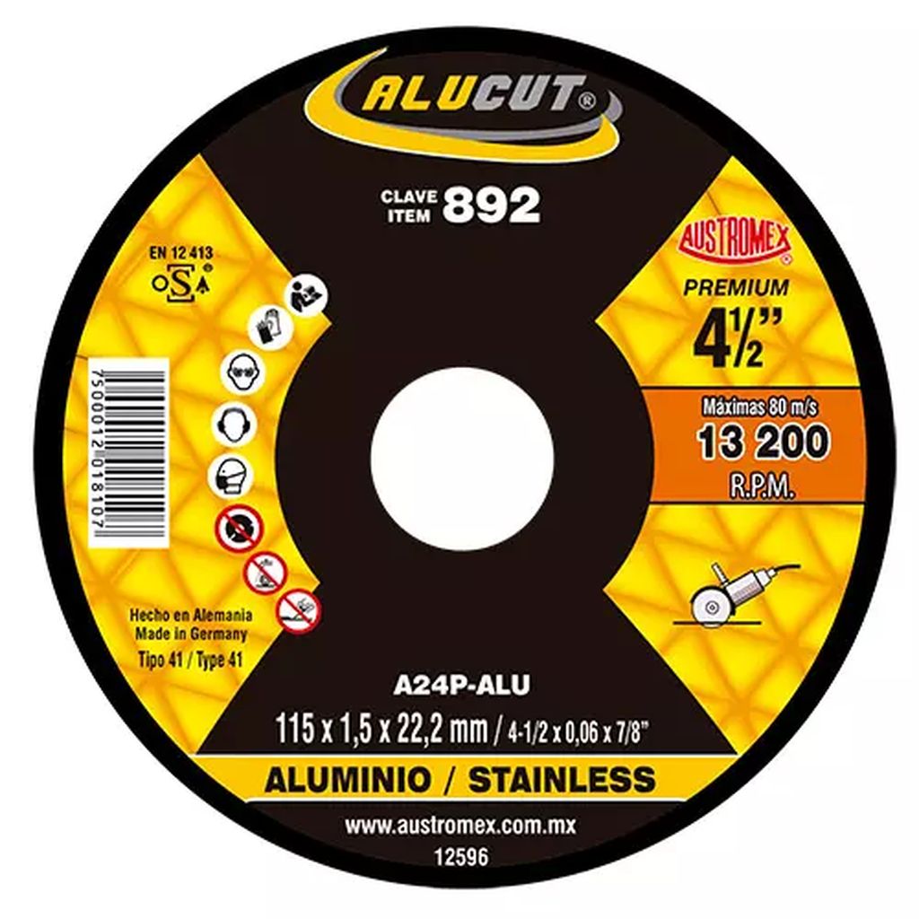 DISCO PARA CORTE DE ALUMINIO 4.1/2"X0.045"X7/8" CORTE PRECISO (ALUCUT), AUSTROMEX