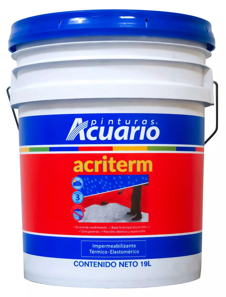 [A5 IM76090] IMPERMEABILIZANTE 3 AÑOS 19 LT BLANCO ACRITERM, ACUARIO