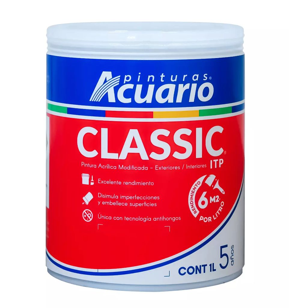 PINTURA VINIL ACRILICA 1 LT BLANCO (ITP CLASSIC), ACUARIO