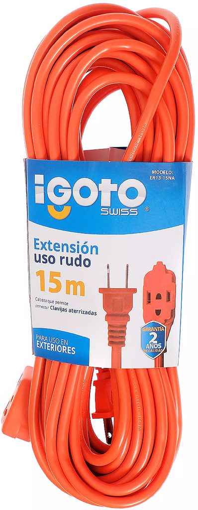 EXTENSION ELECTRICA USO RUDO 15 MT CORRIENTE 120 V 15 A CAL. 16  NARANJA, AXO LIGHT