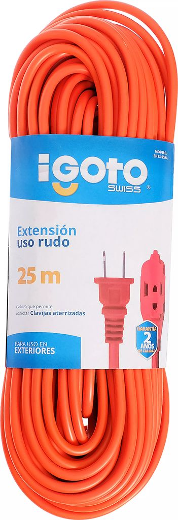 EXTENSION ELECTRICA USO RUDO 25 MT CORRIENTE 120 V 15 A CAL. 16  NARANJA, AXO LIGHT