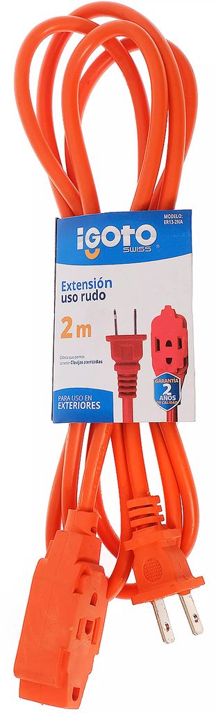 EXTENSION ELECTRICA USO RUDO 02 MT CORRIENTE 120 V 15 A CAL. 16  NARANJA, AXO LIGHT