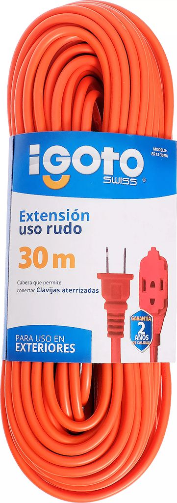 EXTENSION ELECTRICA USO RUDO 30 MT CORRIENTE 120 V 15 A CAL. 16  NARANJA, AXO LIGHT