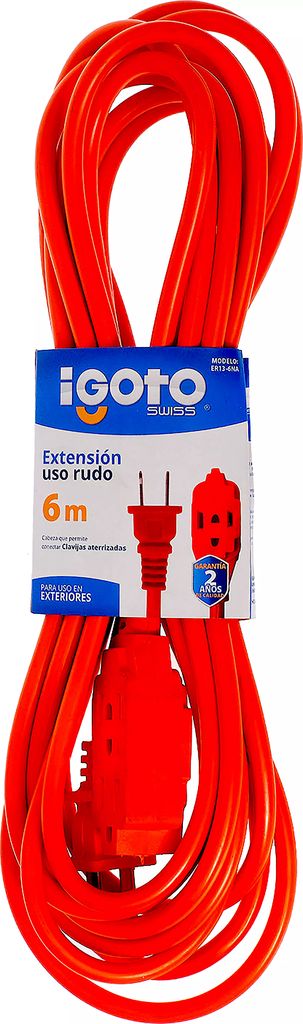 EXTENSION ELECTRICA USO RUDO 06 MT CORRIENTE 120 V 15 A CAL. 16  NARANJA, AXO LIGHT