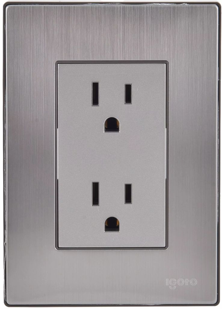 PLACA ARMADA CON COTACTO DUPLEX PLATA, AXO LIGHT