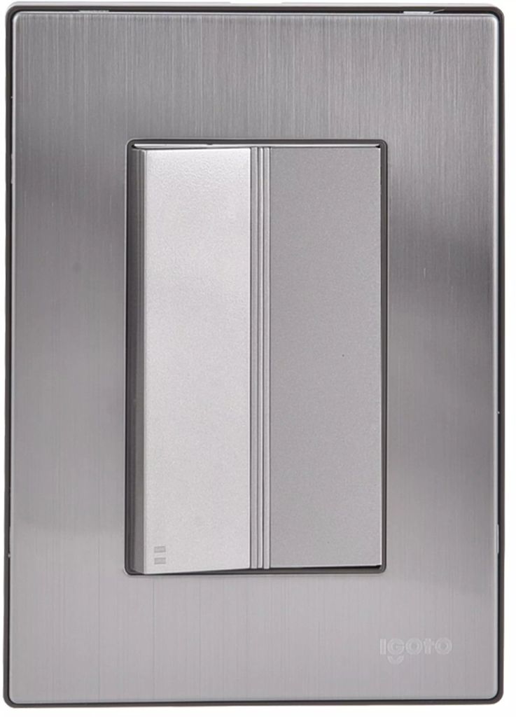 APAGADOR ELECTRICO DE ESCALERA CON PLACA DE A. INOX DE 3 MODULO 125 V 15 A ACABADO PLATA, AXO LIGHT