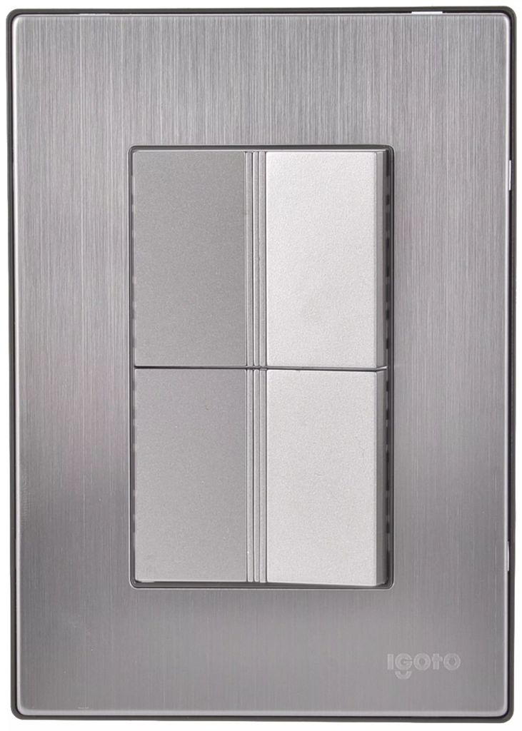 PLACA ARMADA INOX CON 2 APAGADORES SENCILLOS DE 1.5 MÓDULOS PLATA, AXO LIGHT