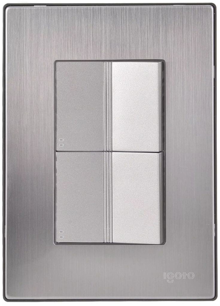 APAGADOR DE ESCALERA ELECTRICO DOBLE CON PLACA DE A. INOX DE 1.5 MODULOS 125 V 15 A ACABADO PLATA, AXO LIGHT