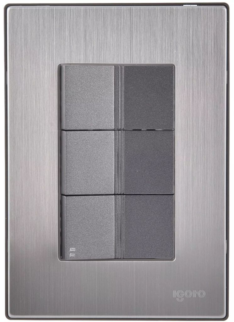 APAGADOR ELECTRICO DOBLE CON APAGADOR DE ESCALERA CON PLACA DE A. INOX 125 V 15 A ACABADO PLATA, AXO LIGHT