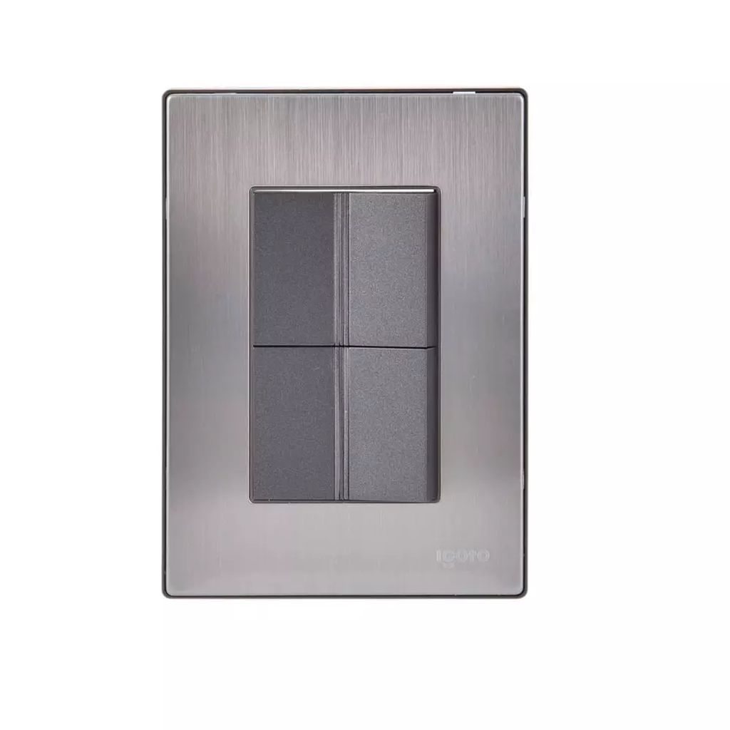 PLACA ARMADA INOX C/APAGADOR SENCILLO + 1 CONTACTO 1.5 DE 1 MODULO OXFORD, AXO LIGHT