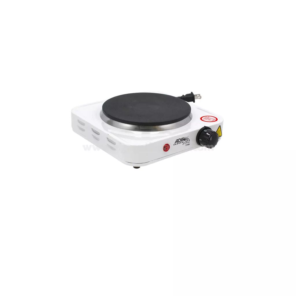 PARRILLA ELECTRICA 1 QUEMADOR TIPO DISCO CON TERMOSTATO 5 NIVELES 1000 W, ADIR