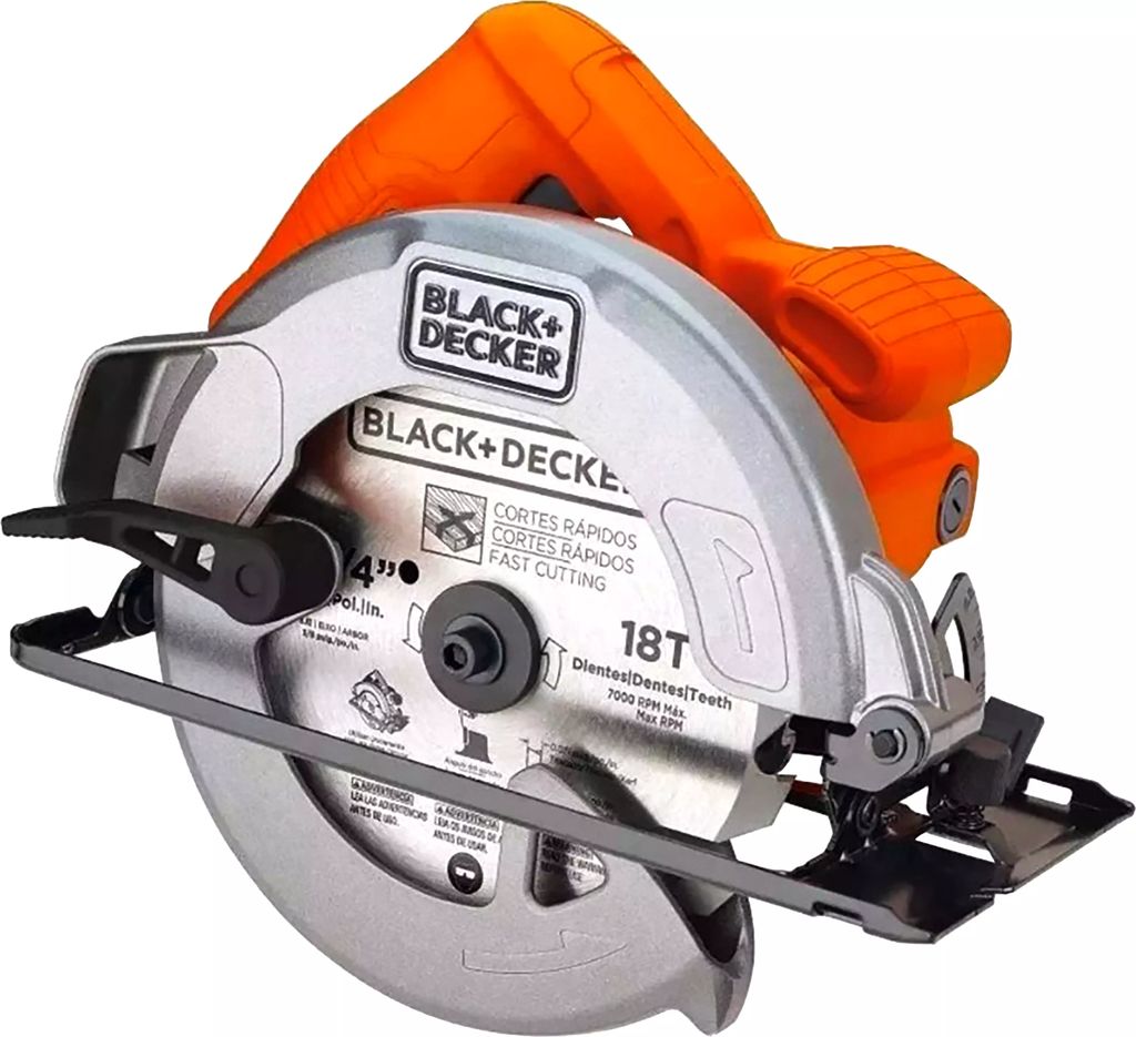 SIERRA CIRCULAR ELECTRICA 7.1/4" 1400 W 5300 RPM EJE DE 5/8" CON SIERRA CIRCULAR 18 D LLAVE Y GUIA, BLACK AND DECKER