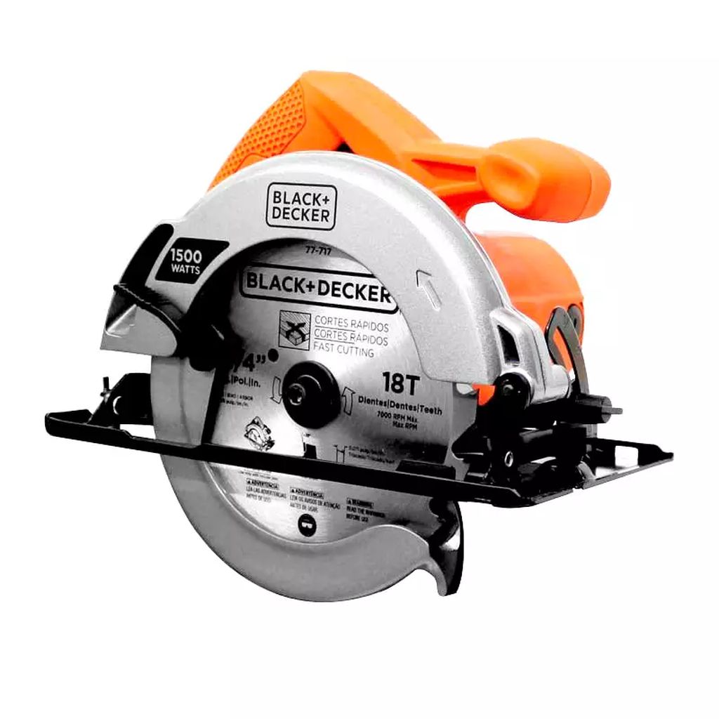 SIERRA CIRCULAR ELECTRICA 7.1/4" 1500 W 5500 RPM EJE DE 5/8" CON SIERRA CIRCULAR 18 D LLAVE Y GUIA, BLACK AND DECKER