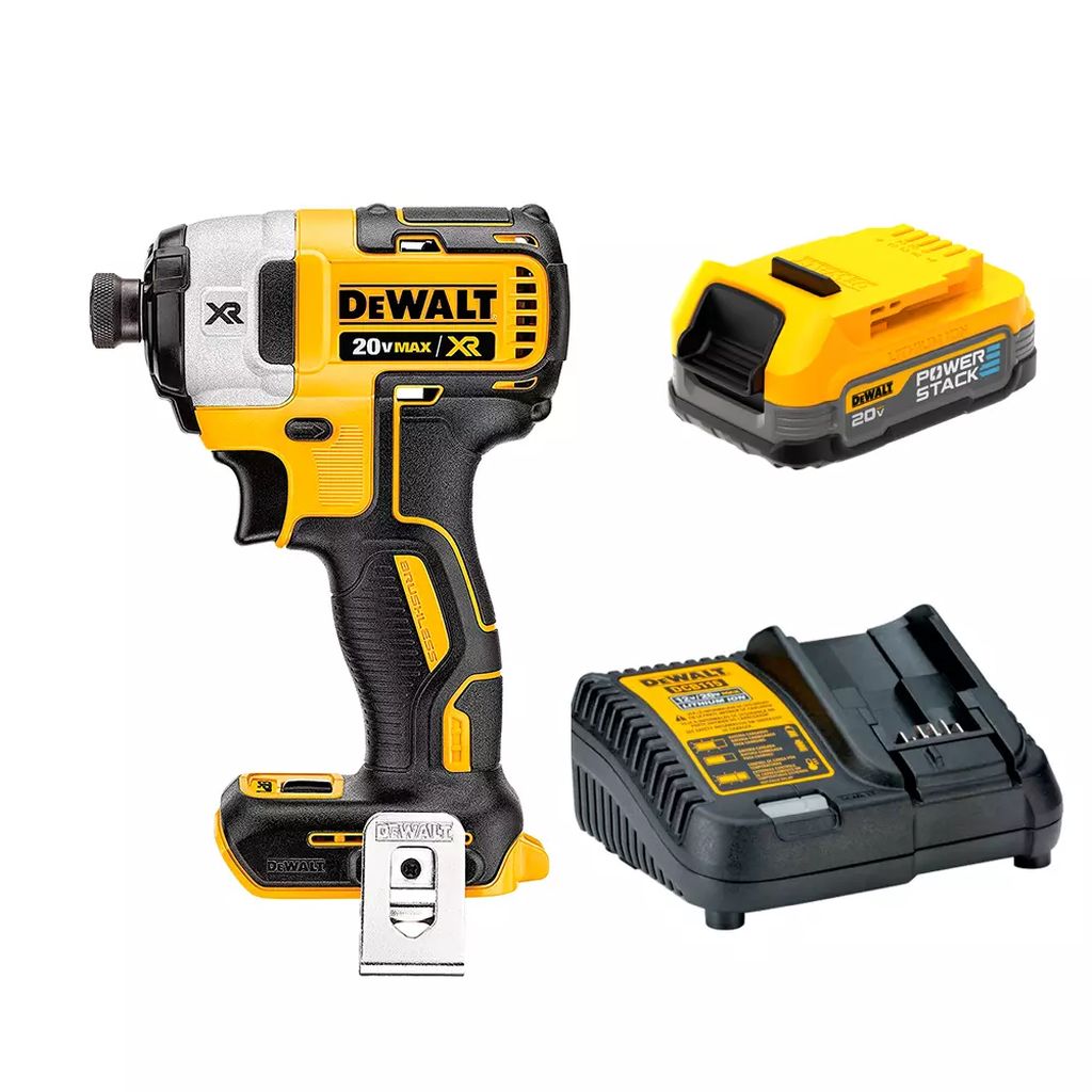 PISTOLA DE IMP.IN.1/4"20V 3250RPM+BAT 20V 1.7AH COMPAC(POWER STACK)+CARG P/BAT 12VMAX-20V MAX/BAT, DEWALT