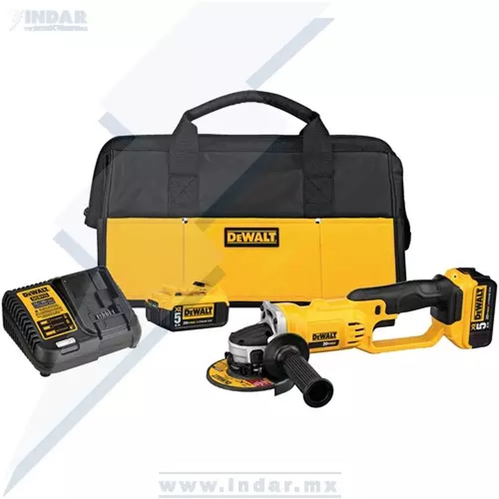 MINI ESMERILADORA ANGULAR INALAMBRICA 4.1/2" 20 V 7000 RPM 5/8-11 2 BATERIAS CARGADOR BOLSA, DEWALT