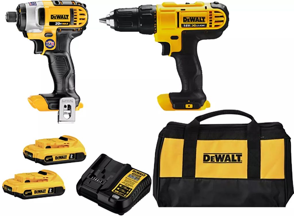 ROTOMARTILLO 1/2" 20 V 0/1500RPM +PISTOLA D/IMP 1/4" 20V 0/3200GPM +2 BAT +CARG +BOLSA D/CONTRATISTA, DEWALT
