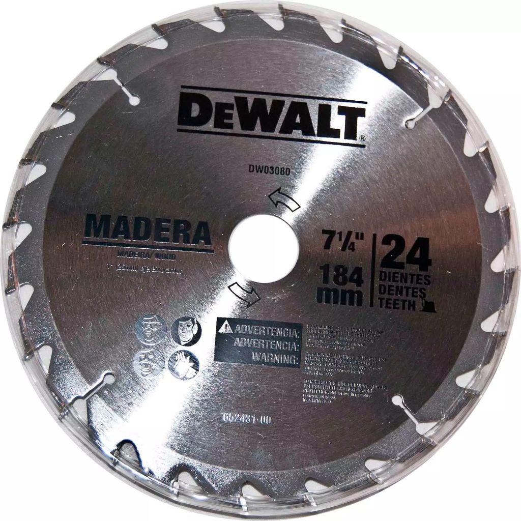 SIERRA CIRCULAR 7.1/4"X1" 24 DIENTES C-TUNG C/FINO, DEWALT
